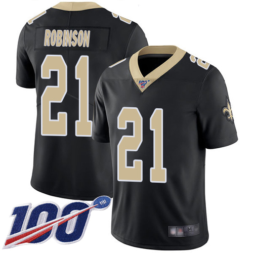 Men New Orleans Saints Limited Black Patrick Robinson Home Jersey NFL Football #21 100th Season Vapor Untouchable Jersey